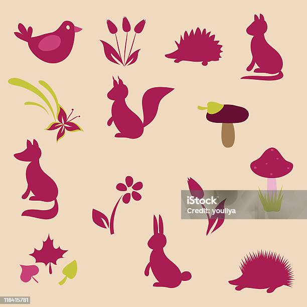 Retro Forest Animals Stock Illustration - Download Image Now - Animal, Autumn, Bird