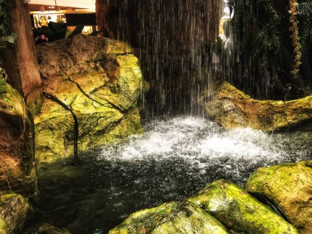 A water fall is in the park