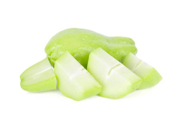 istock whole and portion cut fresh Chayote on white background 1184160949
