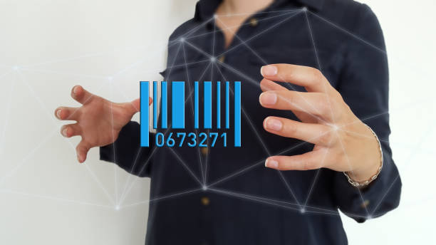 Businesswoman using barcode on digital network connections Businesswoman using barcode on digital network connections bar code reader radio frequency identification warehouse checklist stock pictures, royalty-free photos & images
