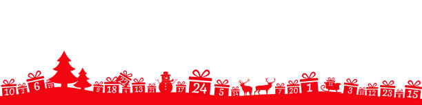 illustrazioni stock, clip art, cartoni animati e icone di tendenza di banner del calendario dell'avvento - advent calendar advent calendar christmas