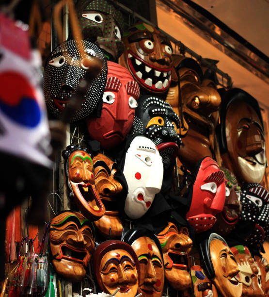 It is Korean traditional masks. It is the smiling face of a woman and a man.