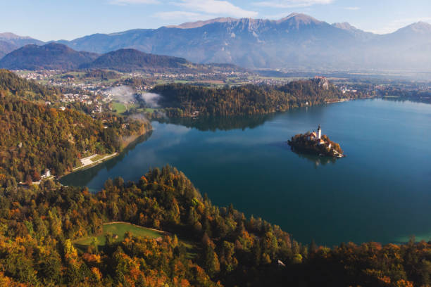 istock Autumn aerial view of Lake Bled 1184169062