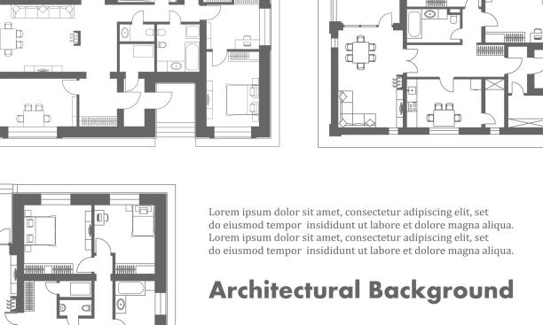 istock Architectural background. Part of architectural project, architectural plan of a residential building. Vector illustration EPS10 1184169730