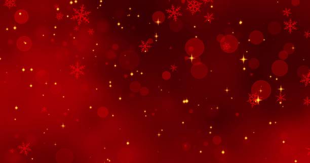 istock Red snowflakes and bokeh lights on the red Merry Christmas background. 3D render 1184170876