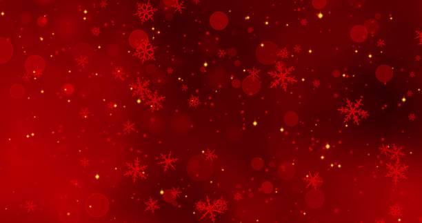 istock Red snowflakes and bokeh lights on the red Merry Christmas background. 3D render 1184170929