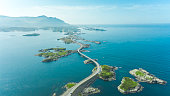Aerial view of atlantic way on west coast of Norway