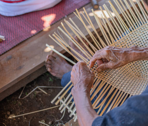 istock Handmade crafts of craftsman working basketry. 1184171856