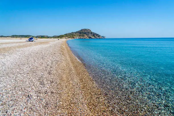 Sunny day on Afandou Beach on the Island of Rhodes Greece Europe
