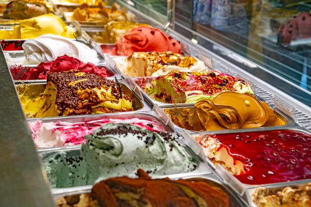istock Display of juicy ice creams in different flavours 1184179077