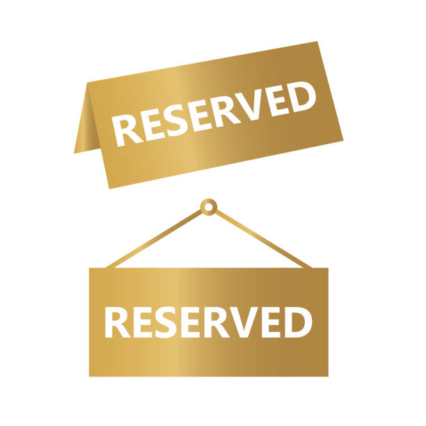 plate with the inscription reserved plate with the inscription reserved- vector illustration restaurant table card stock illustrations