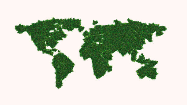 istock Conceptual image of green grass in shape of world map 1184181994