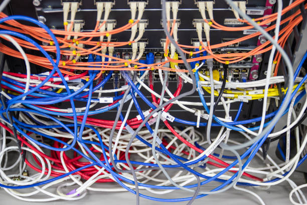 istock cable network in server room cable tangled of poorly routed cables 1184183363