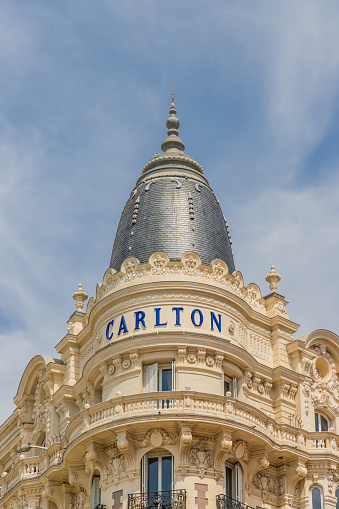 Cannes France. June 15 2019. A view of the Carlton hotel in Cannes in France