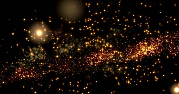 istock Golden confetti bokeh lights on the black background. 3d illustration 1184185022