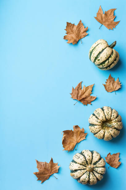 istock Creative Christmas winter autumn fall composition with decorative leaves 1184185468