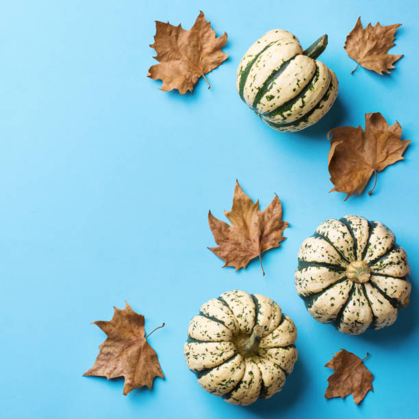 istock Creative Christmas winter autumn fall composition with decorative leaves 1184185570