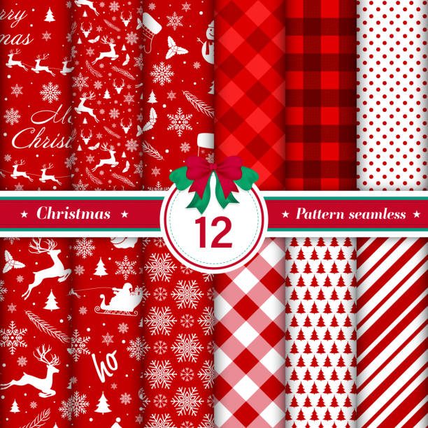 メリークリスマスパターンシームレスなコレクション。 - wrapping paper striped paper christmas点のイラスト素材／クリップアート素材／マンガ素材／アイコン素材