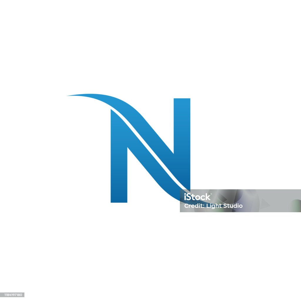 N In Blue Ilustración de Modern N Letter Blue y más Vectores Libres de Derechos ...