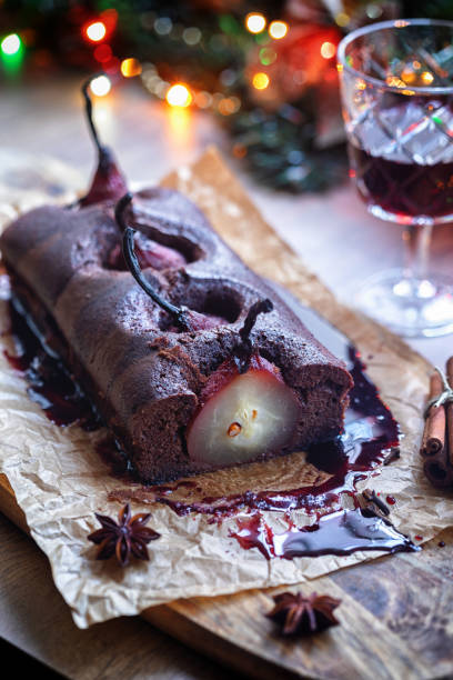 istock Pear chocolate cake with mulled wine glaze 1184200798