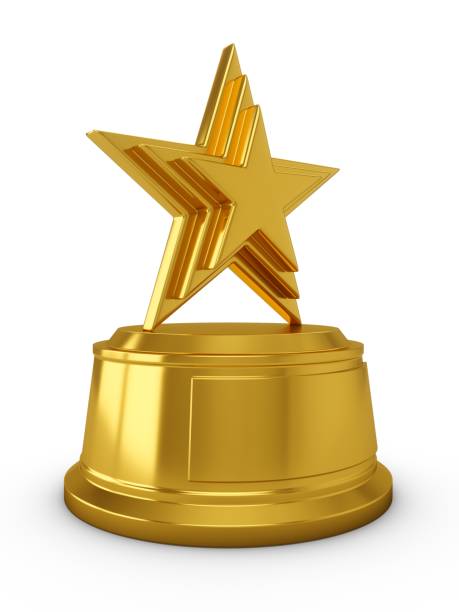 istock 3D Rendering Golden Star Trophy isolated on white 1184201702
