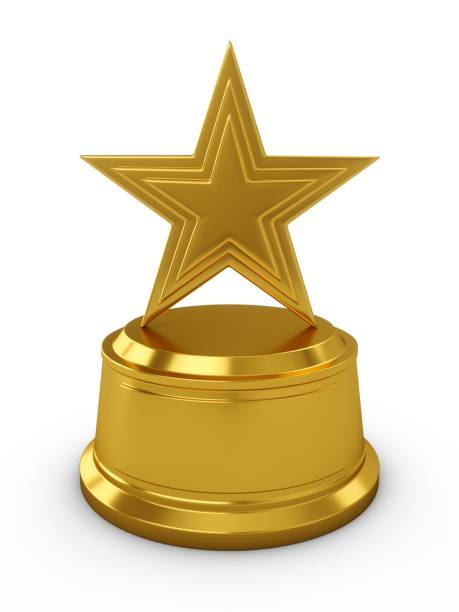 istock 3D Rendering Golden Star Trophy isolated on white 1184201787