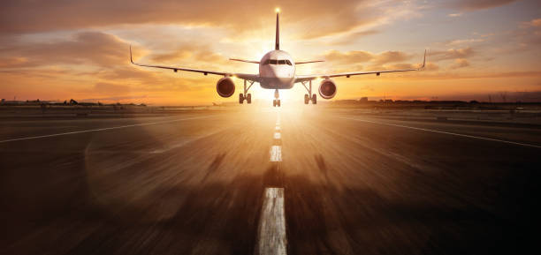 istock Commercial jetliner landing on runway 1184201958