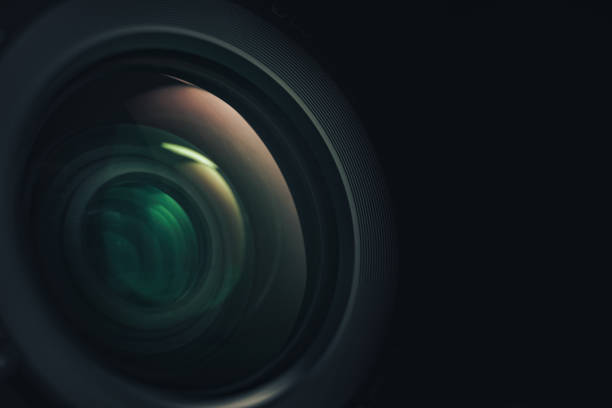 istock Close up beautiful camera lens of black background. Macro view. 1184203204