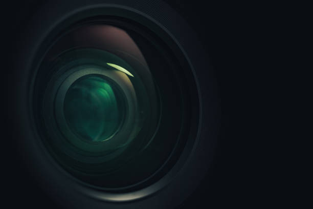 istock Close up beautiful camera lens of black background. Macro view. 1184203233