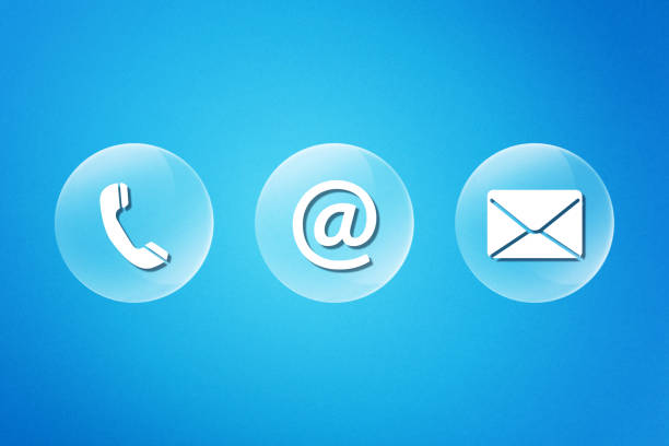 Contact us symbols on blue background