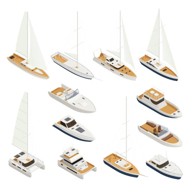 ilustraciones, imágenes clip art, dibujos animados e iconos de stock de conjunto de iconoistológico de yate - yacht