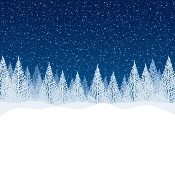 Vector illustration of Snowfall - Tranquil Christmas scene with blank space for your message.