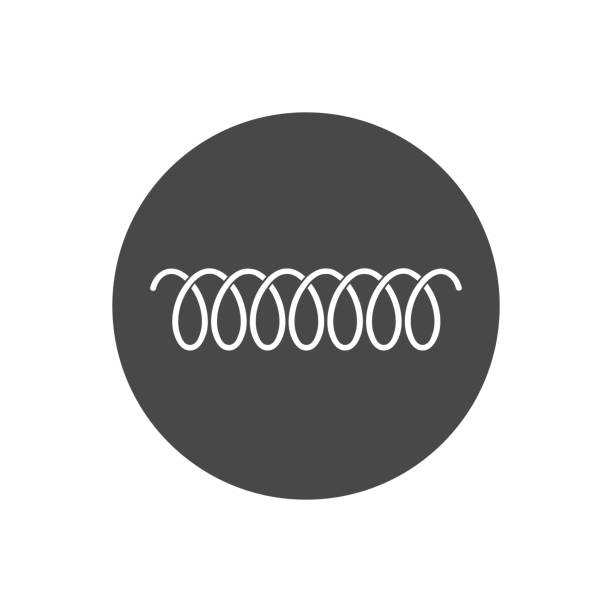 illustrations, cliparts, dessins animés et icônes de icône de logo de vecteur de ressort spirale de ligne de tourbillon ou modèle courbé de fil courbé - springs spiral flexibility metal