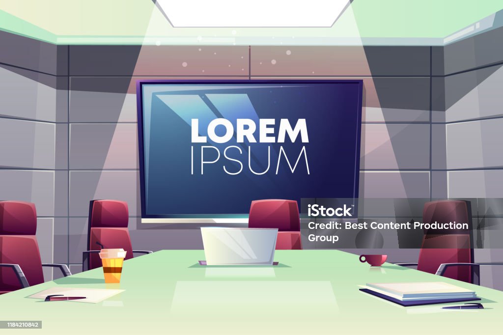 Business Meeting Room In Office Cartoon Vector Stock Illustration -  Download Image Now - Meeting Room, Office, Backgrounds - iStock