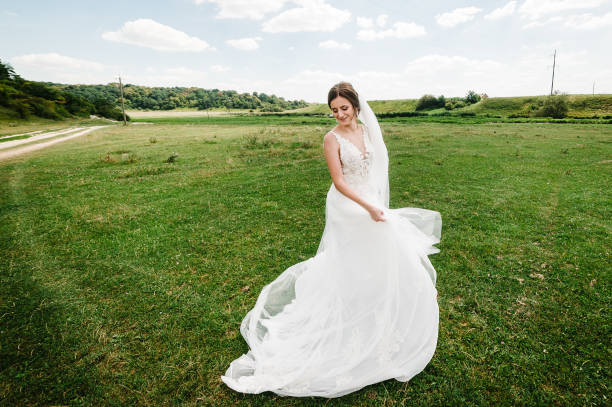 istock Portrait of beautiful bride on nature. 1184215026