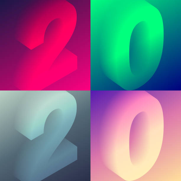 istock Set of colorful numbers - 2020 with trendy gradients 1184217185