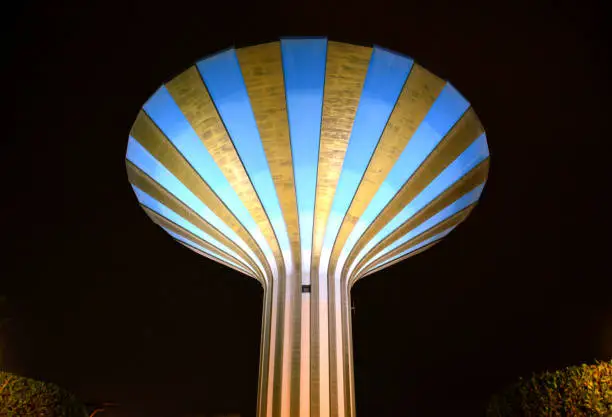 Photo of Water tower at night - Al-Watan Park, Riyadh, Saudi Arabia