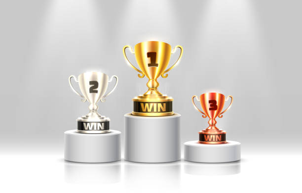 istock Stage podium with lighting, Stage Podium Scene with for Award Ceremony on gray Background. 1184218593