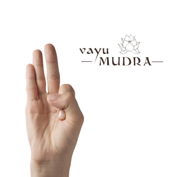 Vayu mudra. Vayu mudra. Yogic hand gesture on white isolated background. mudra stock pictures, royalty-free photos & images