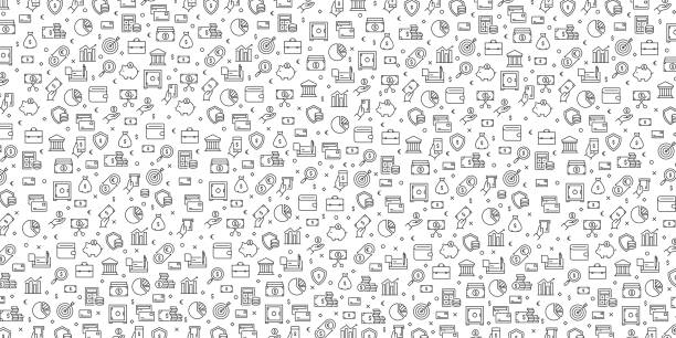 Set of Money Related Icons Vector Pattern Design Set of Money Related Icons Vector Pattern Design tax backgrounds stock illustrations