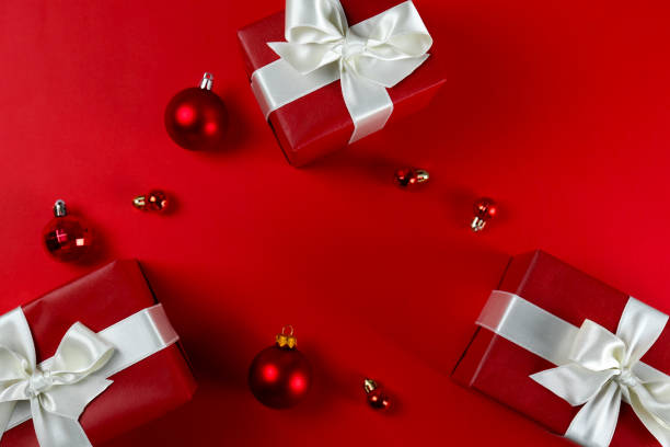 istock Textured background with christmas themed items in flat lay composition. 1184222217