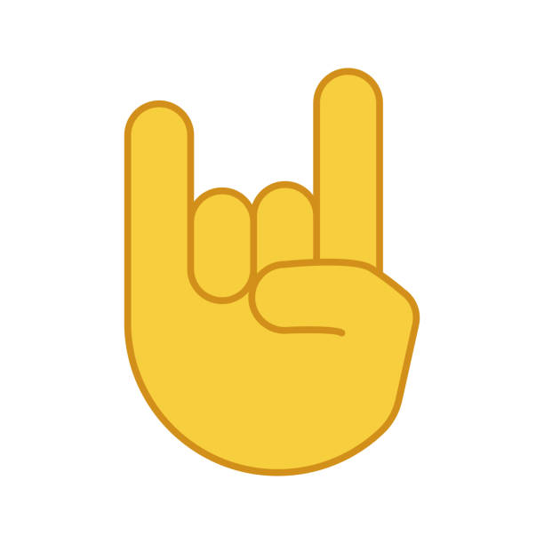 Rock on gesture color icon Rock on gesture color icon. Horns sign emoji. Devil fingers. Heavy metal hand gesture. Isolated vector illustration horn sign stock illustrations