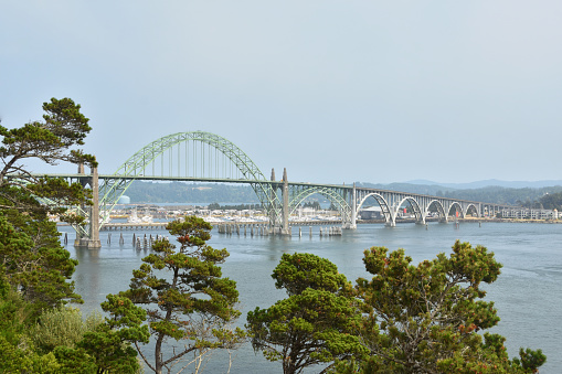 Picture of the Yaquina Bay bridge in Newfoundland, Oregon, USA.