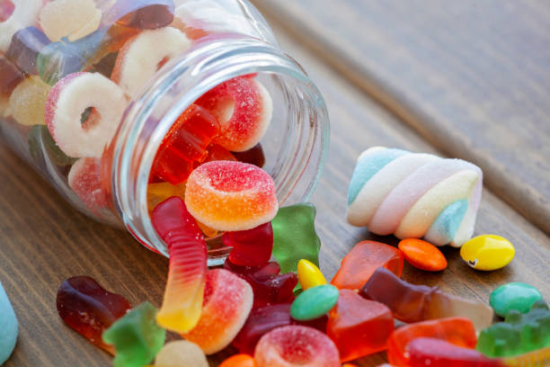 istock Various sugary candy in a glass jar 1184227823