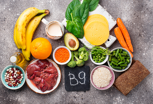 Healthy products, natural sources of vitamin B9