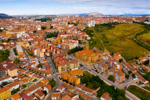 istock Panoramic view from the drone on the city Soria. Spain 1184233737