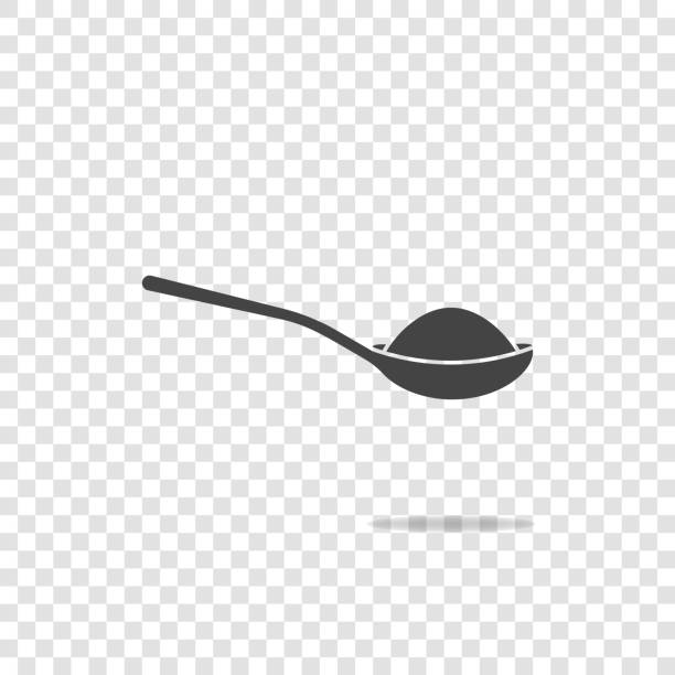 векторная икона ложки с сахаром или солью на прозрачном фоне. - sugar spoon salt teaspoon stock illustrations