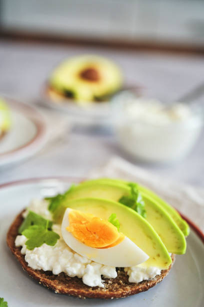 Avocado Sandwich with Brown Bread, Cottage Cheese and Egg
