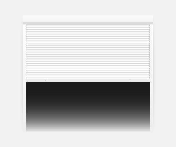 ilustrações de stock, clip art, desenhos animados e ícones de vector door with rolling shutters on white background. vector stock illustration. - buns of steel