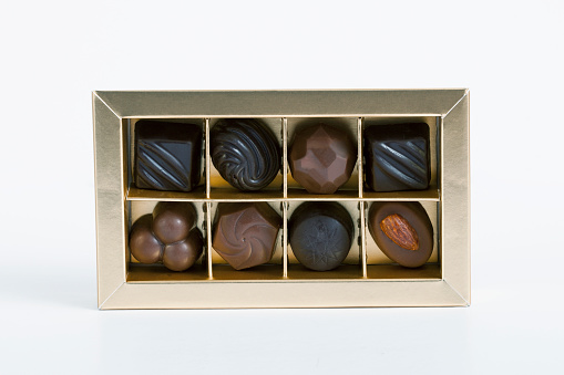 box of chocolates isolated on white